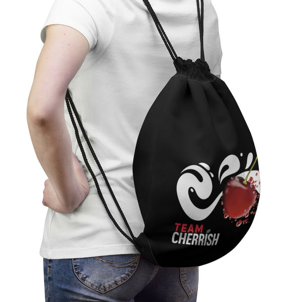 TEAM CHERRiSH Black Drawstring Bag - Cherrish Your Health